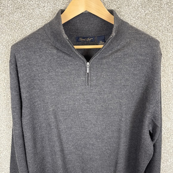 Garret Scott 1/4 Zip‎ Sweater Extra Fine Merino Wool Pullover Mens XXL Gray - Picture 1 of 8